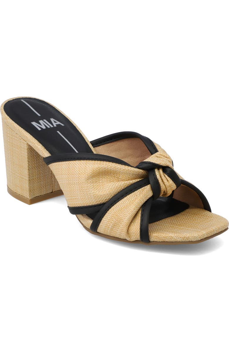 MIA Hania Block Heel Sandal, Main, color, Natural With Black