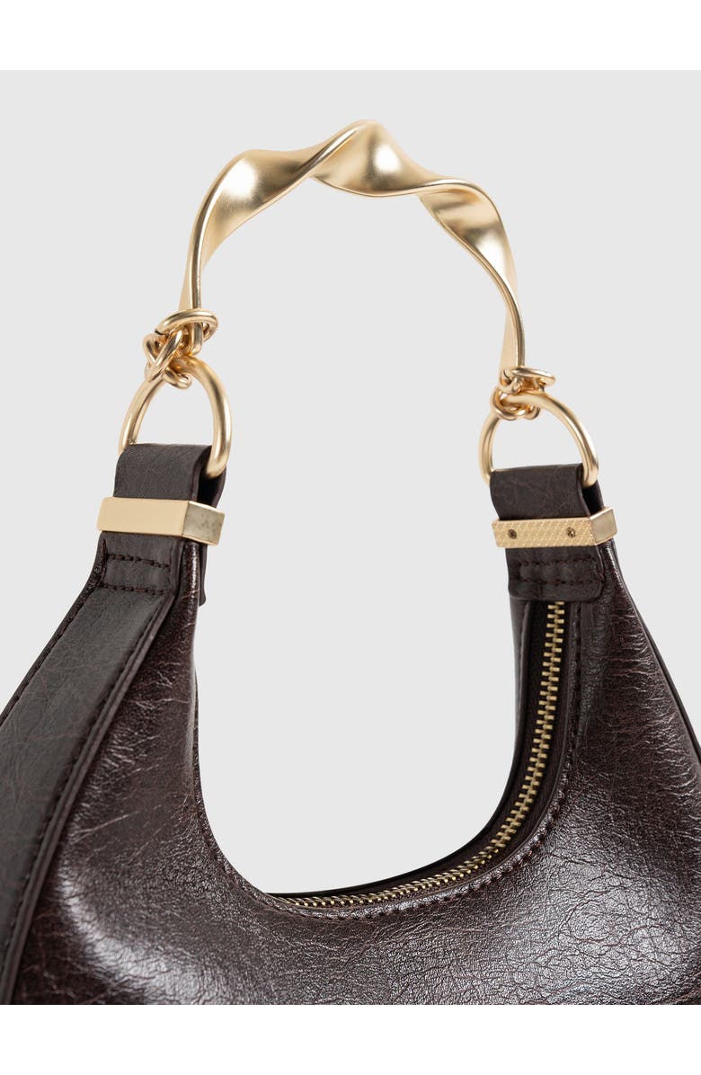 Manière De Voir Sadie Sculpted Leather Crescent Bag, Alternate, color, Brown
