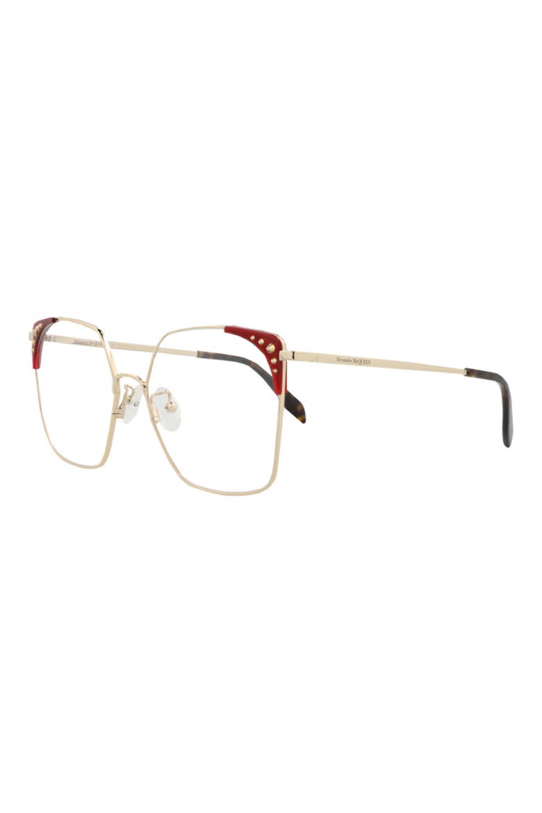 56mm Square Optical Glasses, Alternate, color, GOLD/ ORANGE TRANSPARENT