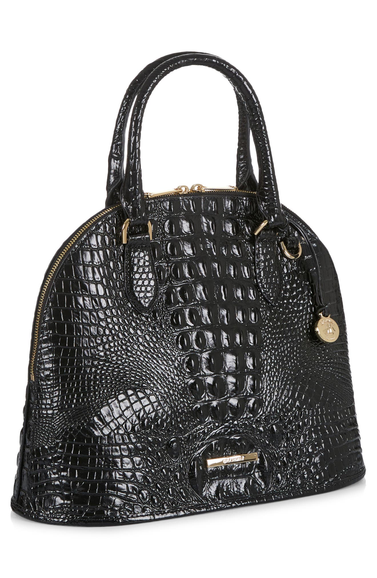 Brahmin Georgina Croc Embossed Leather Satchel, Alternate, color, 