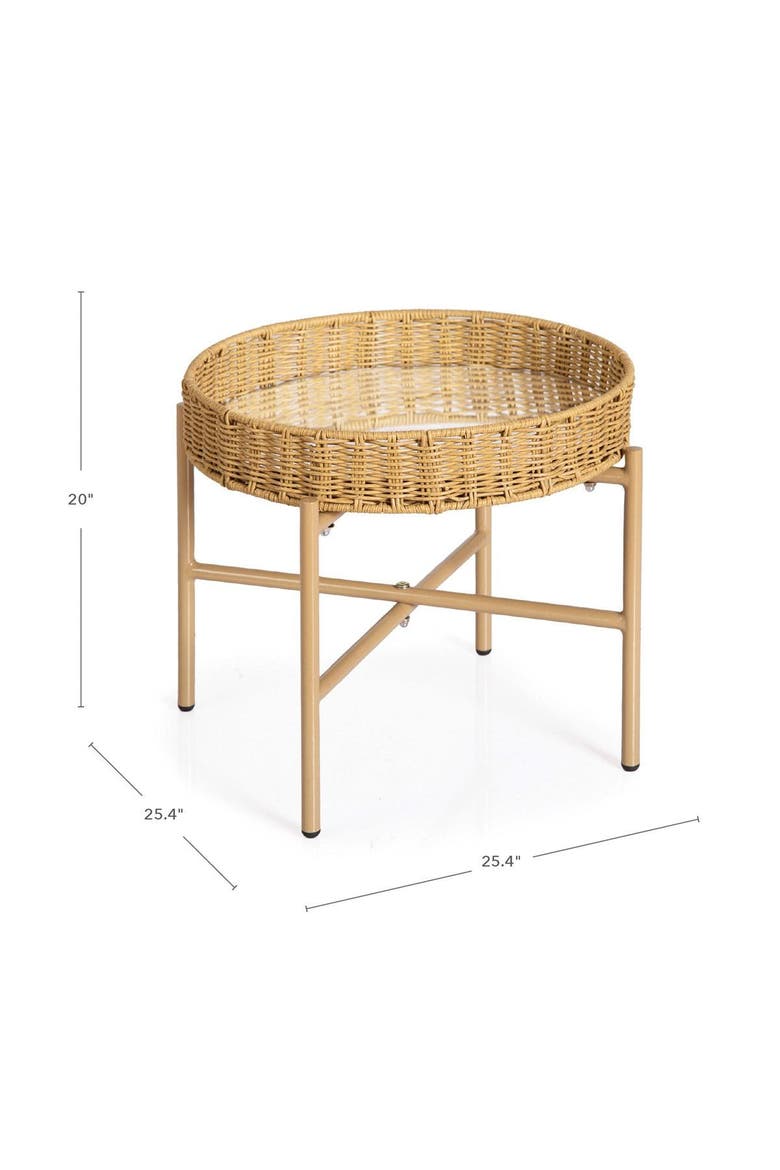 Washable Wicker Mirrored Table, Alternate, color, Brown