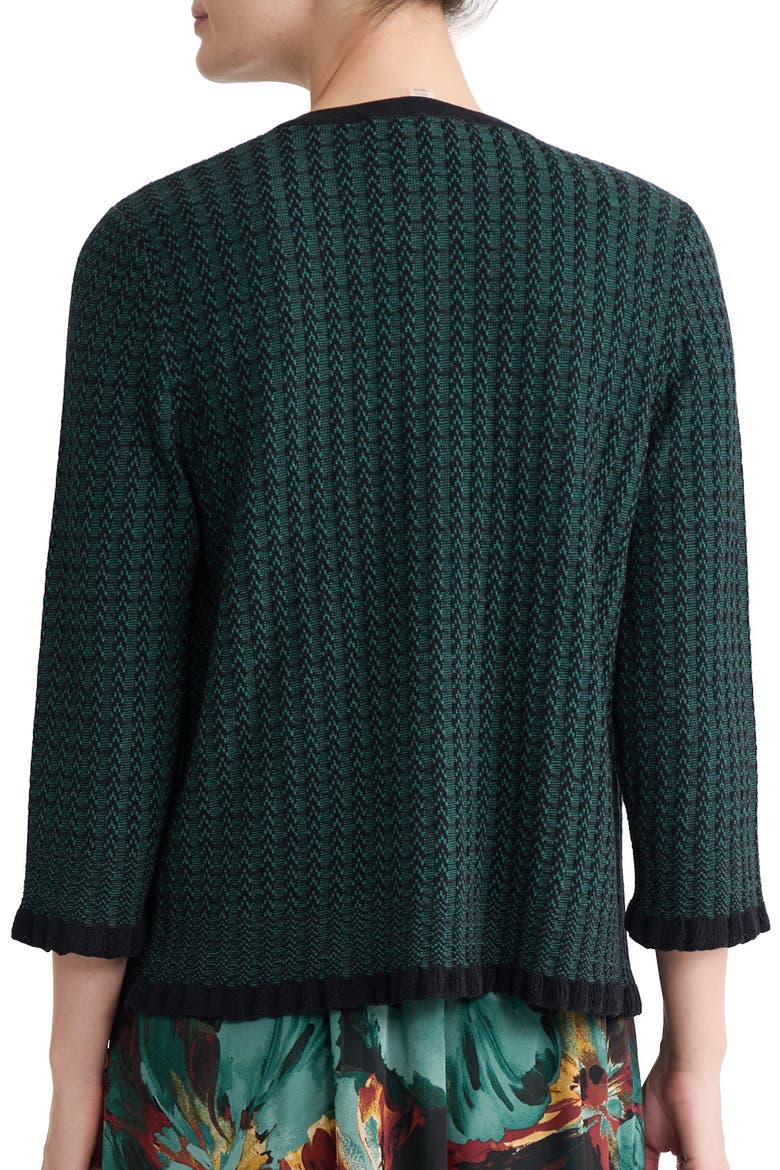 Two-Tone Stitch Cardigan, Alternate, color, BLACK/ EVERGREEN
