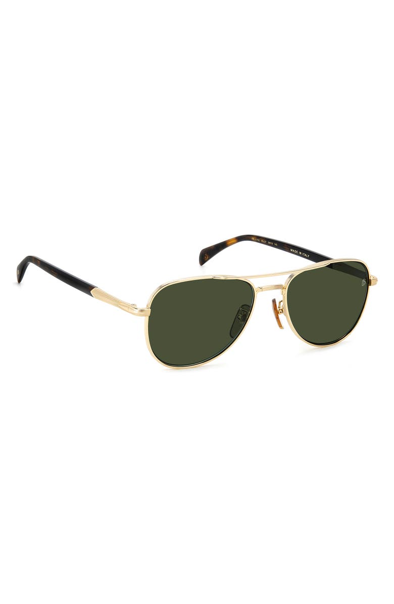 David Beckham Eyewear 56mm Pilot Sunglasses, Alternate, color, Gold Havana/ Green