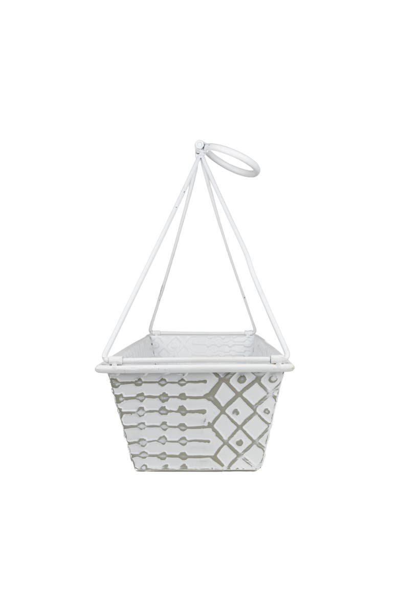 Foreside Home and Garden Multi Pattern Metal Caddy, Main, color, White