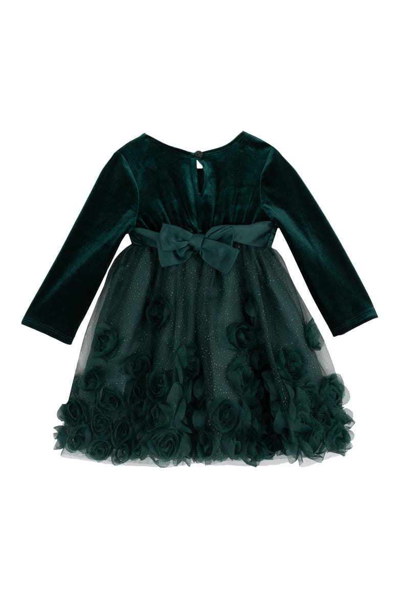 Velvet & Soutache Party Dress & Bloomers, Alternate, color, HUNTER