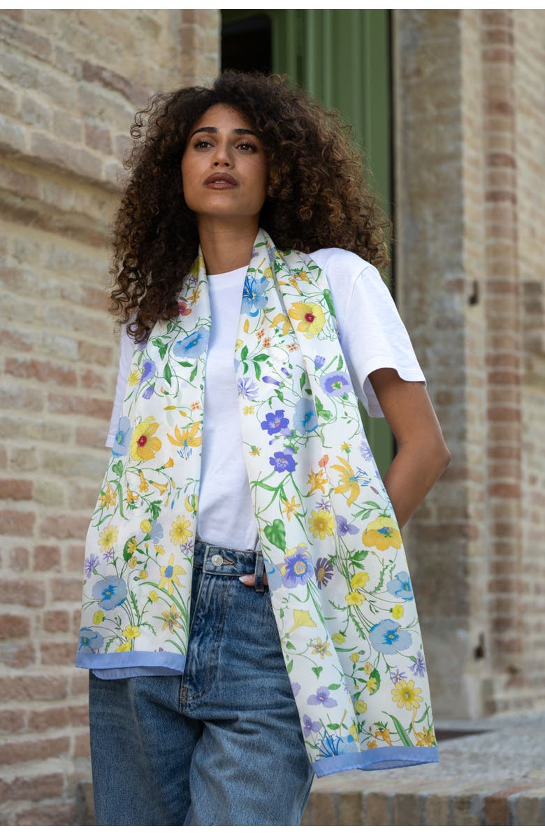 Elizabetta Primavera - Long Satin Silk Scarf for Women, Alternate, color, 