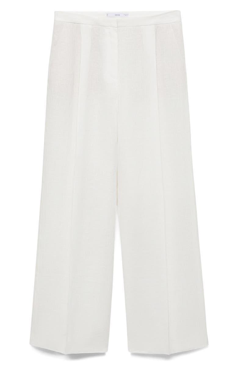 MANGO Straight Leg Linen Pants, Alternate, color, Off White