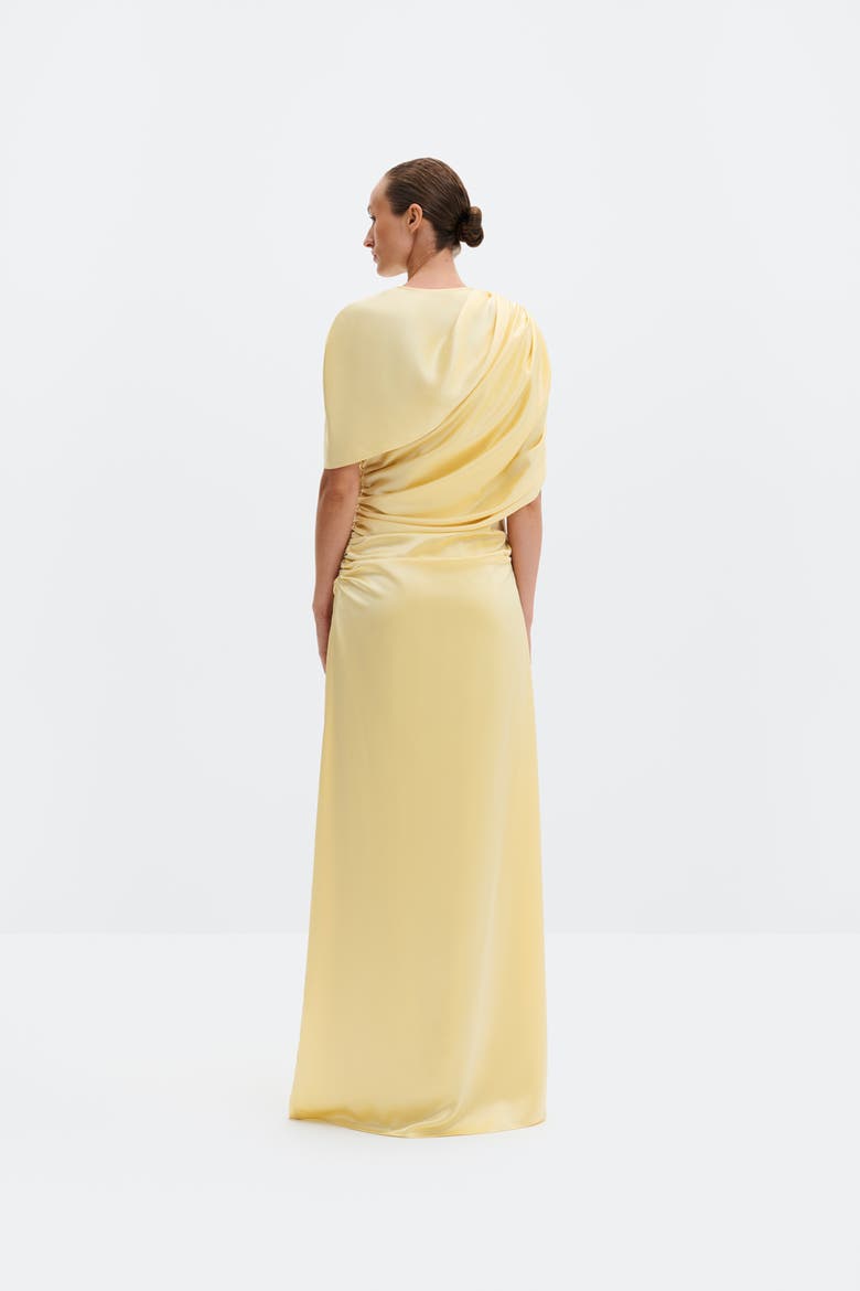 Cassia Draped Fitted Maxi Dress, Alternate, color, Light Lemon