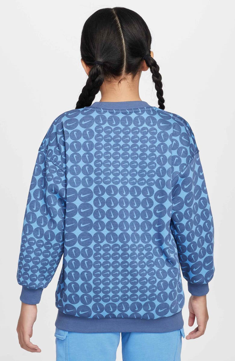 Nike Kids' Sportswear Club Fleece Oversize Crewneck Sweatshirt, Alternate, color, Diffused Blue/ White