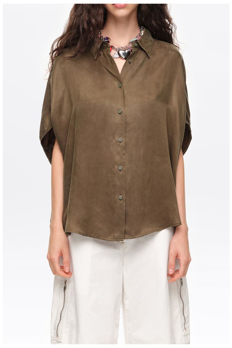 Draped Cape Shirt, Main, color, KHAKI