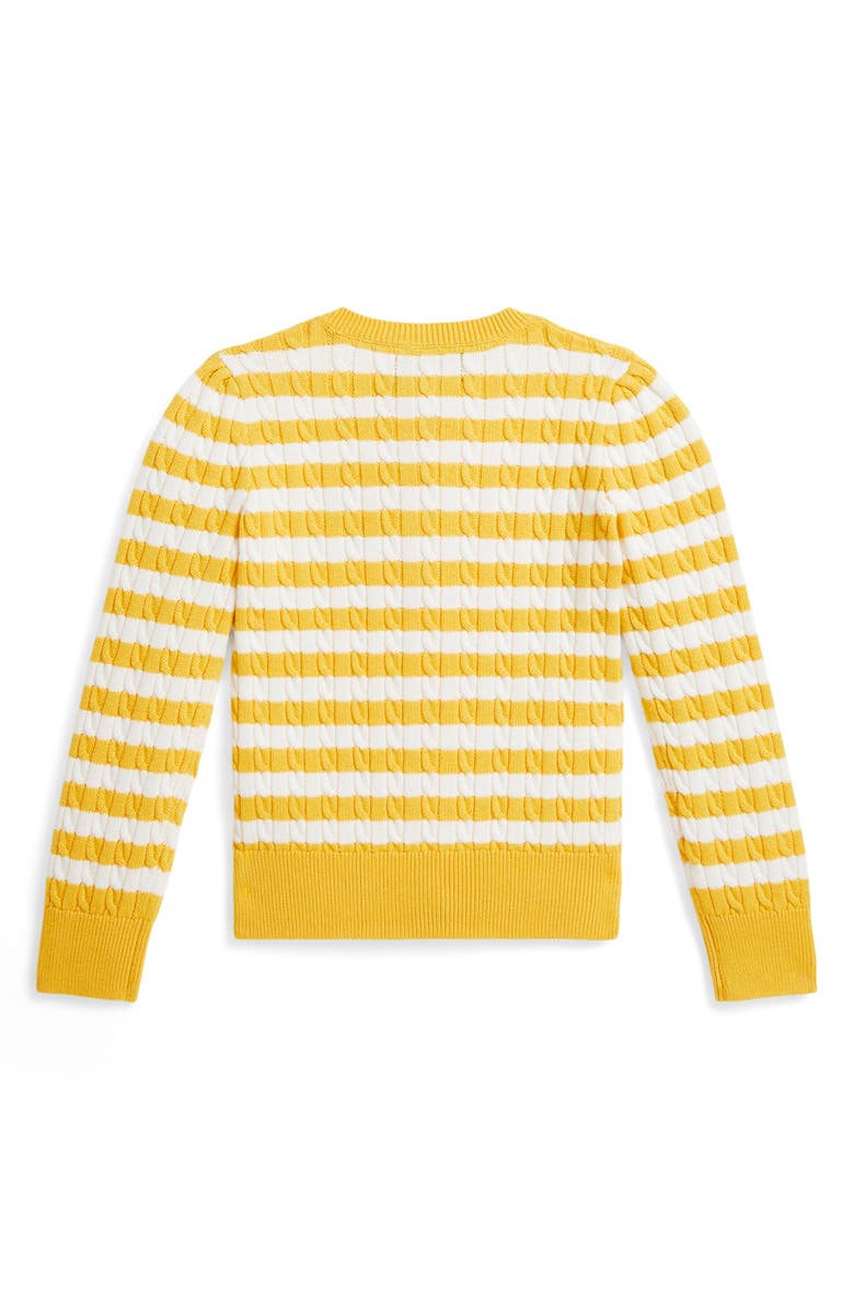 Polo Ralph Lauren Kids' Stripe Cable Stitch Cardigan, Alternate, color, Yellow