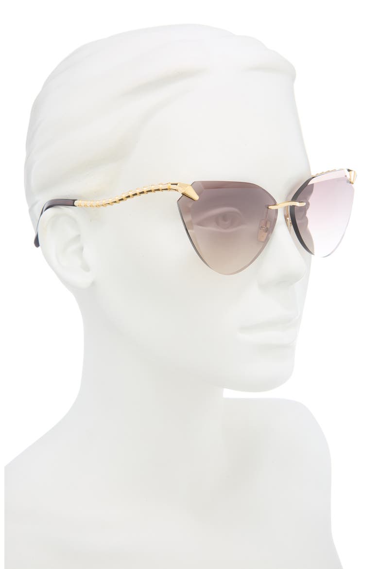 Serpenti Viper Rimless Cat Eye Sunglasses, Alternate, color, GOLD / GRADIENT BROWN