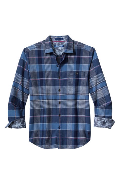 Tommy Bahama Men's Blue Plaid outlet Shirt XL