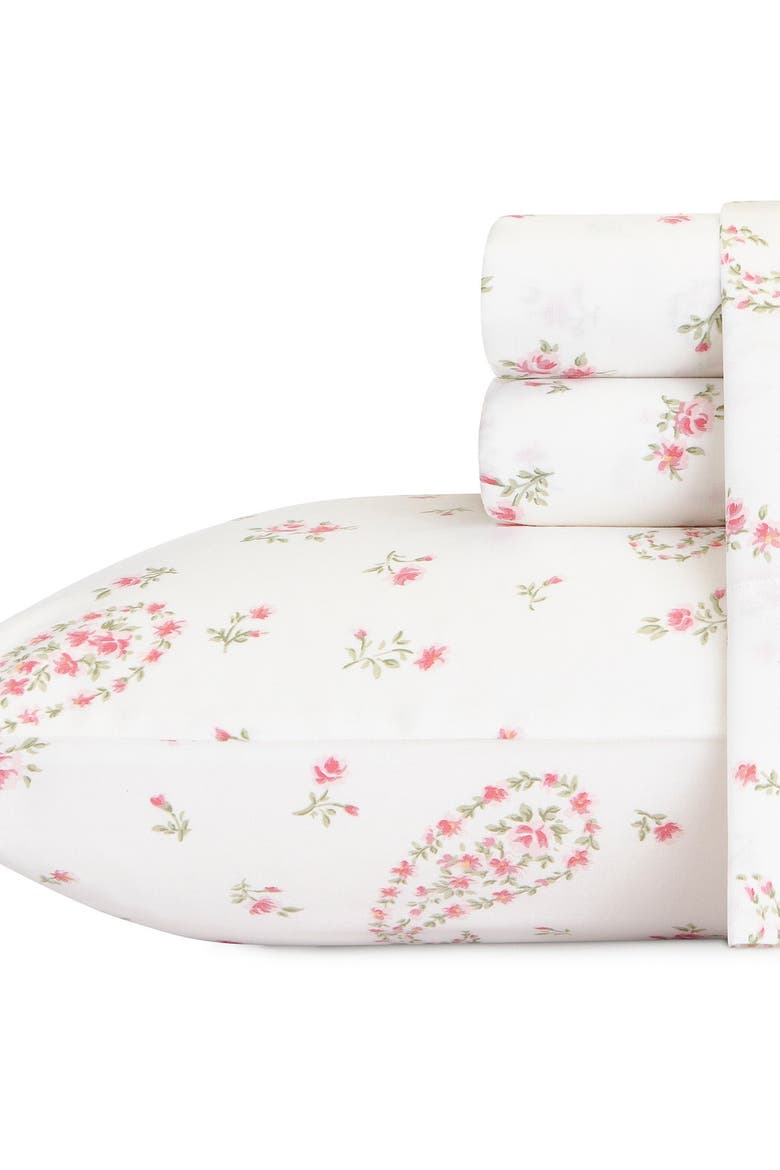 Bristol Paisley Medium Pink Cotton Sateen King Sheet Set, Alternate, color, BRISTOL PINK