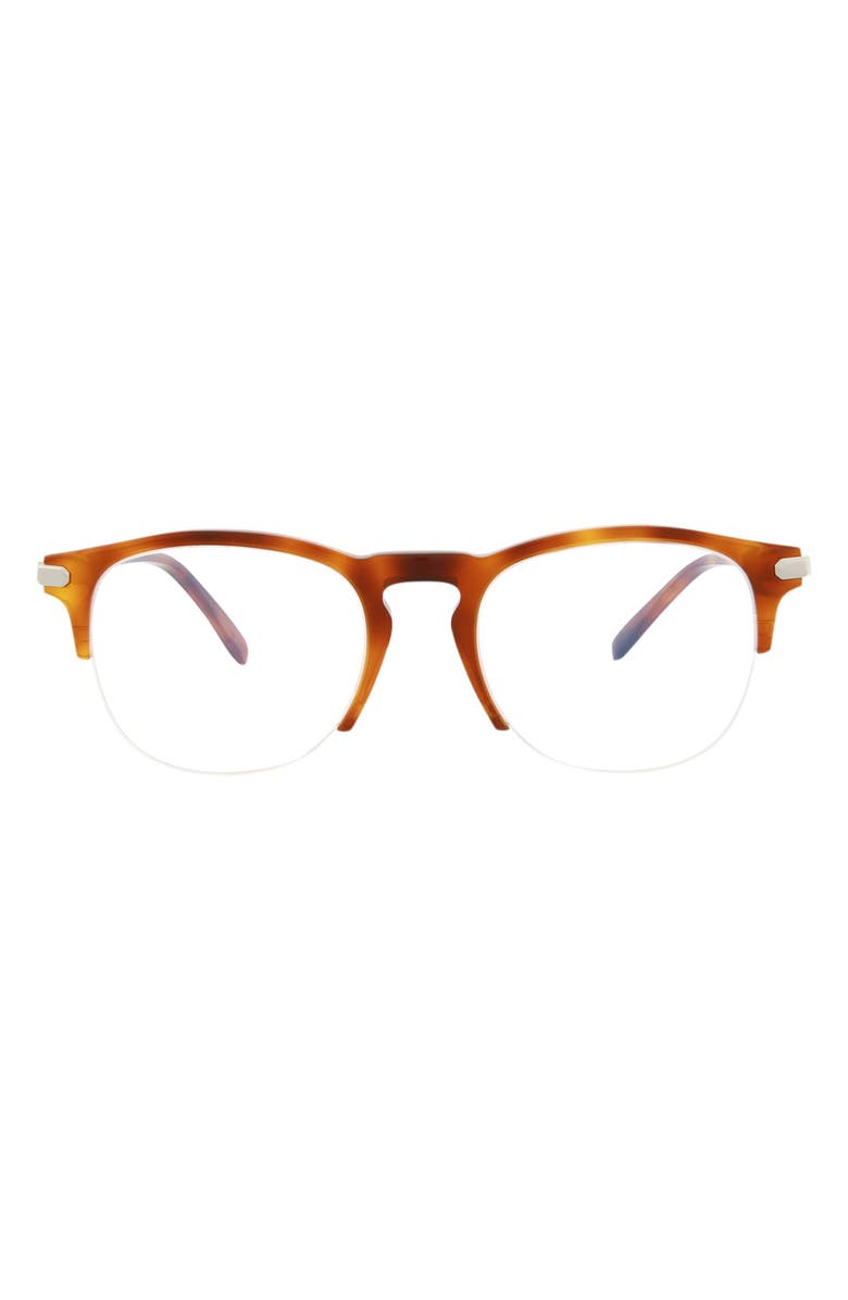 Brioni Fashion 51mm Round Optical Glasses, Main, color, Havana Transparent