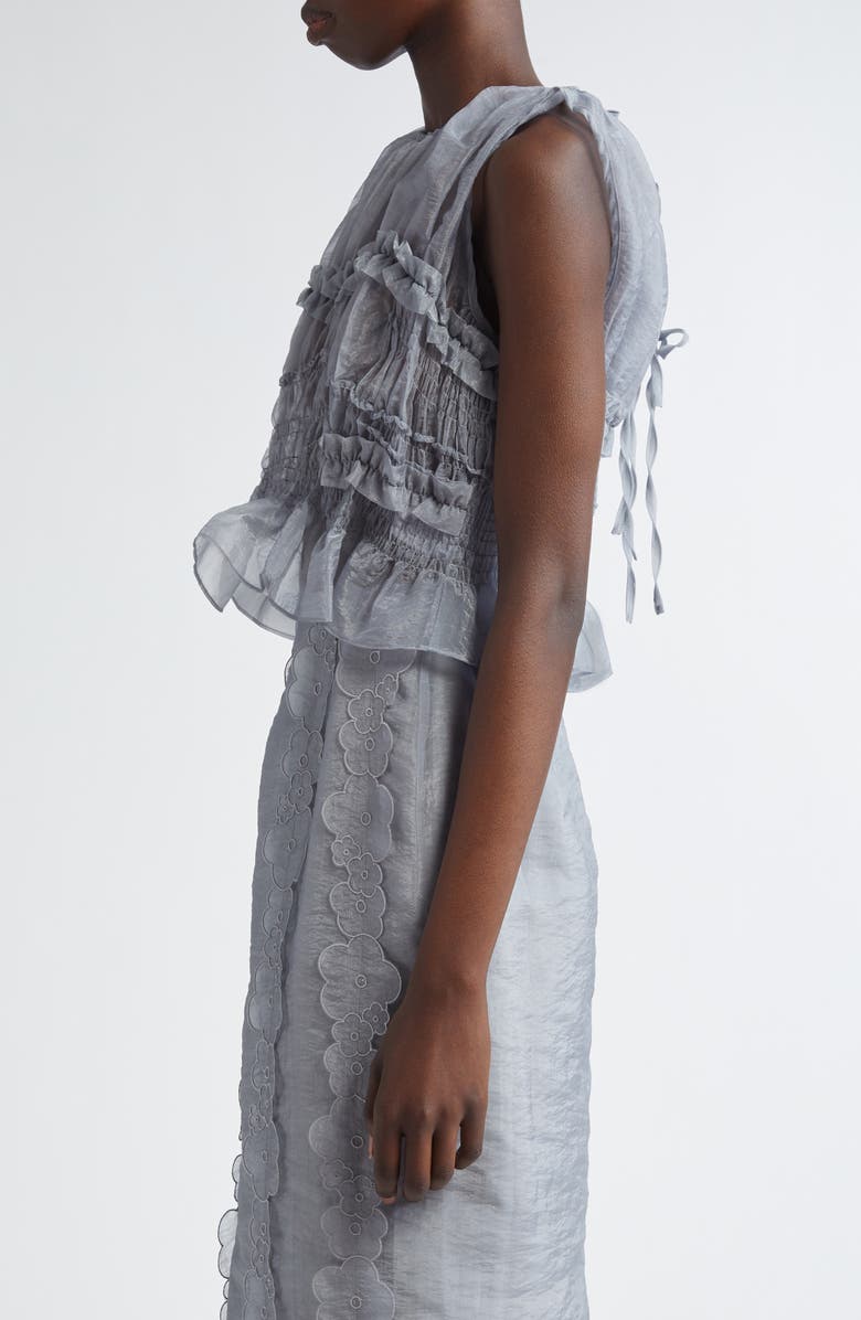 Cecilie Bahnsen Uphi Smocked Sheer Organza Top, Alternate, color, 