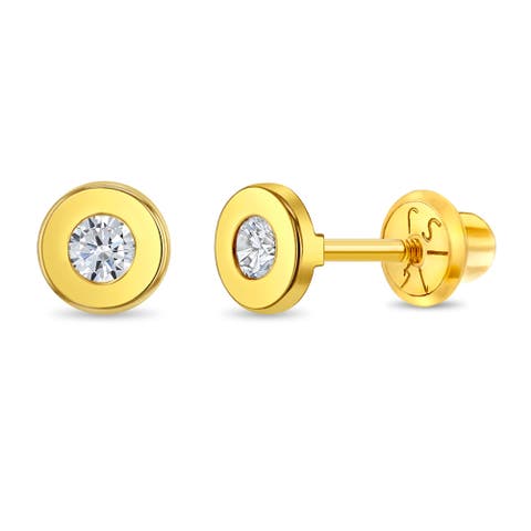 14k Round Bezel Earrings