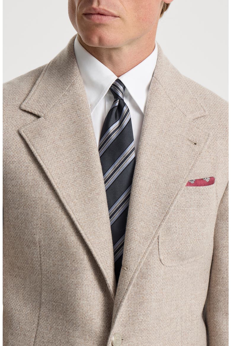 Textured striped silk tie, Alternate, color, Anthracite