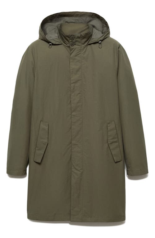 Mango Water Repellent Parka In Khaki Green