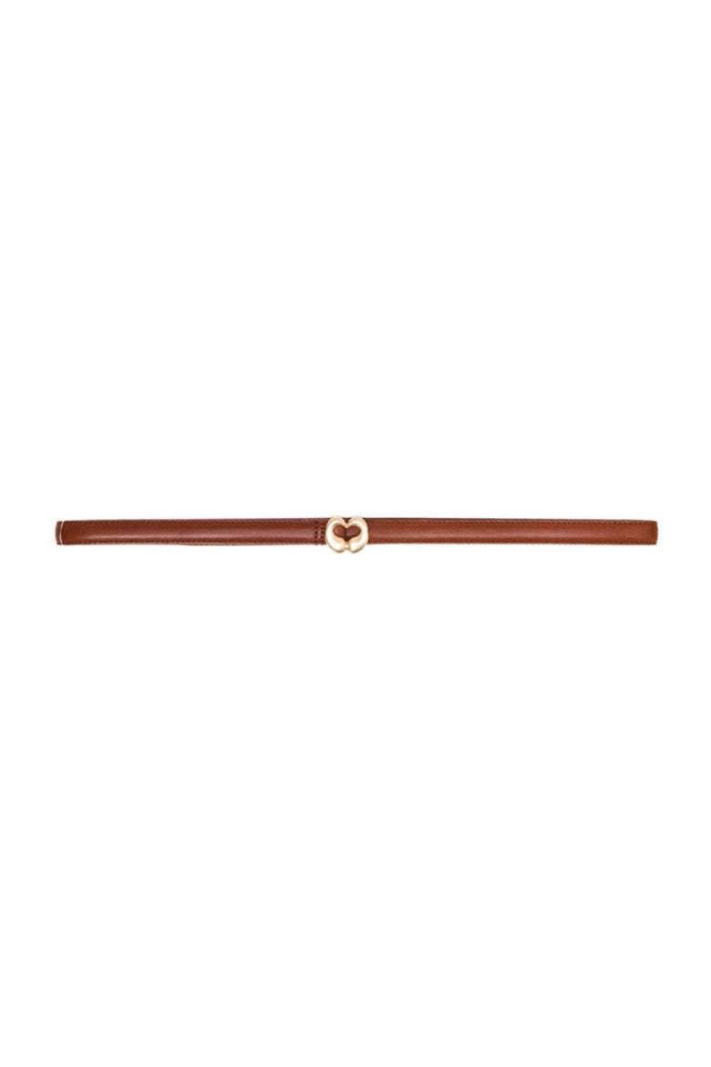 Slim smooth leather logo belt, Main, color, Tobacco