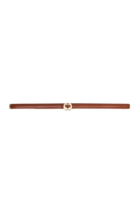 Slim smooth leather logo belt