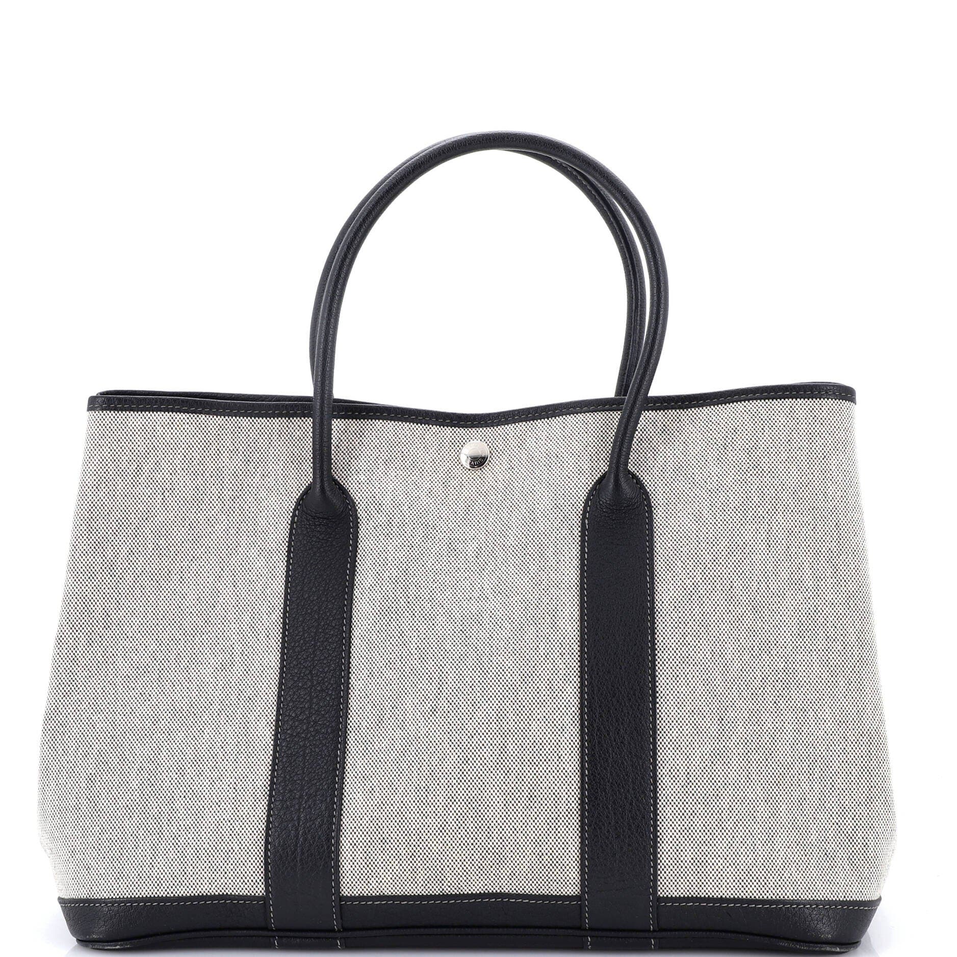 Pre-Owned Hermes Garden Party Tote Toile and Leather 36, Main, color, Bleu Indigo