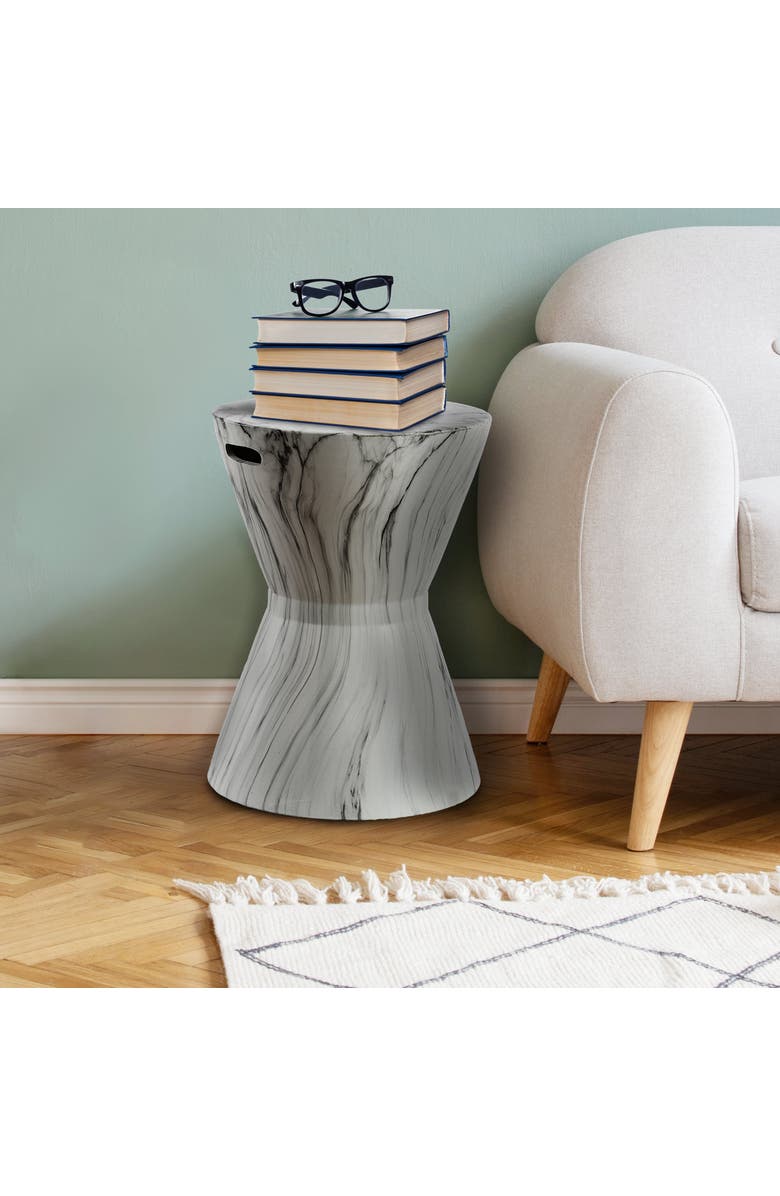 JONATHAN Y African Drum 17.3" White Marble Finish Ceramic Garden Stool, Alternate, color, White Marble Finish
