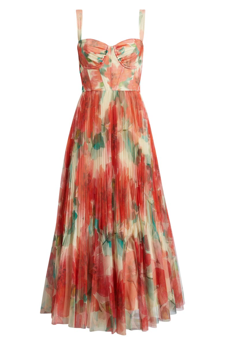 Hutch MacClare Floral Micropleat Gown, Alternate, color, Ivory/ Coral Watercolor