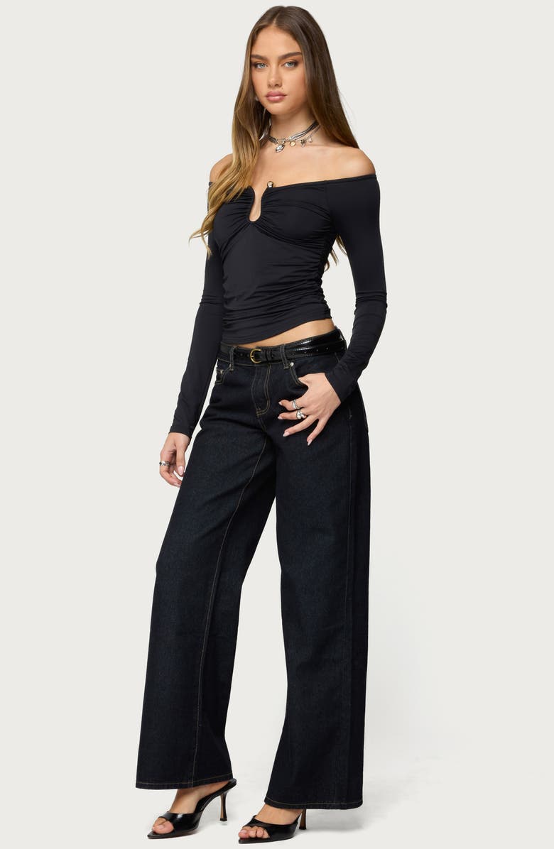 EDIKTED Halle Abstract Wavy Hardware Off the Shoulder Top, Alternate, color, 