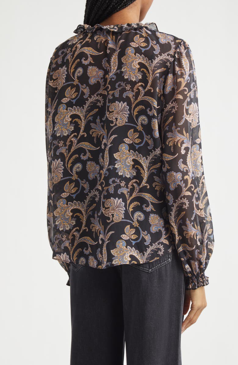 Veronica Beard Hickory Paisley Silk Blouse, Alternate, color, Black Multi