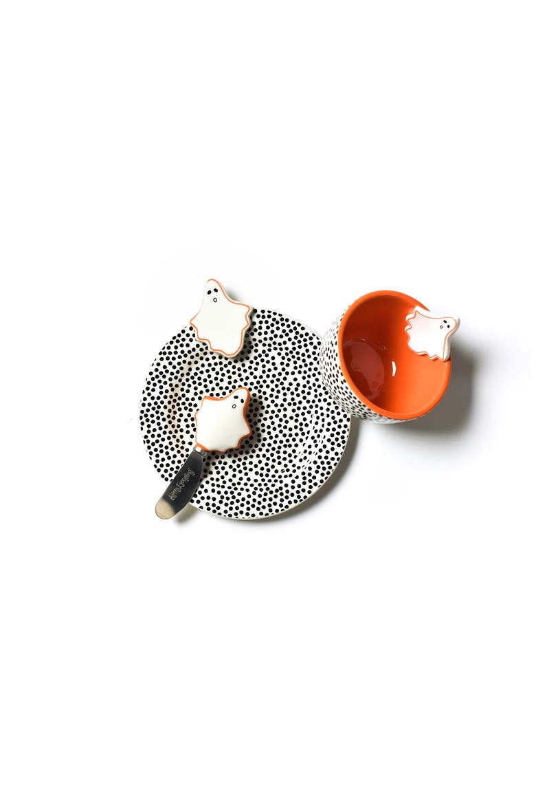 Ghost Embellishment Plate Bowl and Spreader Set, Main, color, Black