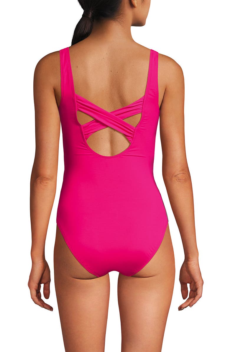 Lands' End D-Cup New SlenderSuit Carmela Underwire One Piece Swimsuit, Alternate, color, Riviera Rose Ombre