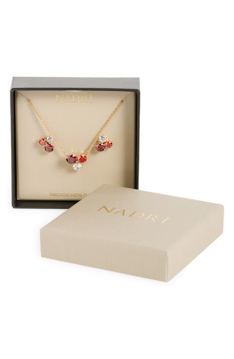 Natural Beauty Crystal Cluster Stud Earrings & Necklace Set