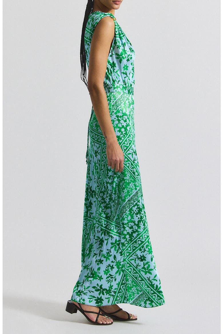 Maritza Watercolor Tile Print Maxi Dress, Alternate, color, KELLY GREEN MULTI