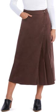Wash Lab Denim Delphine Side Pleat Denim Maxi Skirt