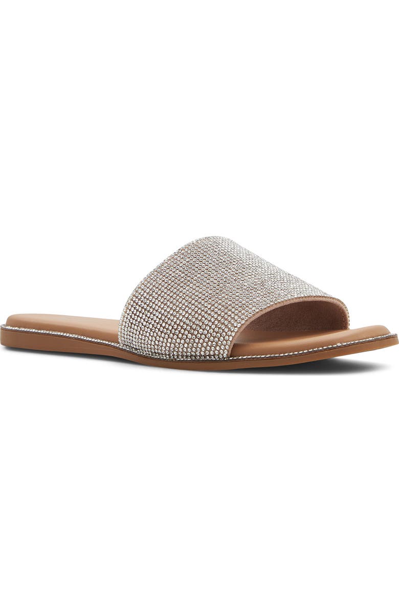 Call It Spring By Aldo Shimmerr Crystal Embellished Slide Sandal, Main, color, Silver