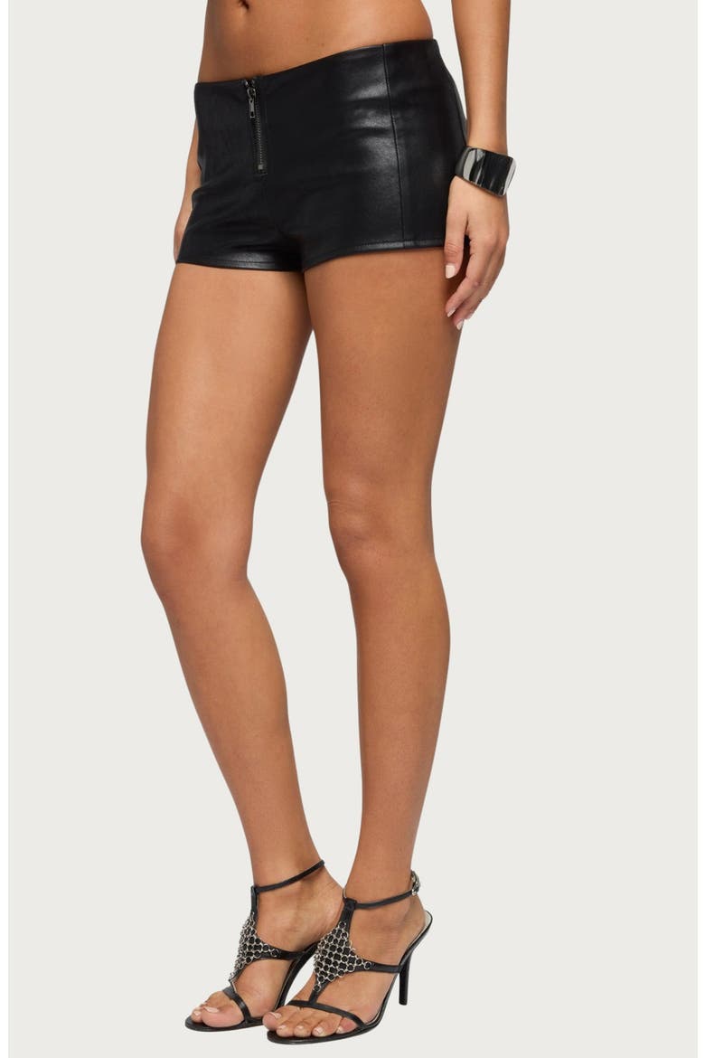 Diana Faux Leather Micro Shorts, Alternate, color, BLACK