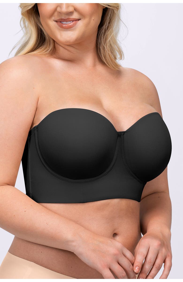 Shapellx Strapless Convertible Underwire Bra Full Coverage, Alternate, color, Black