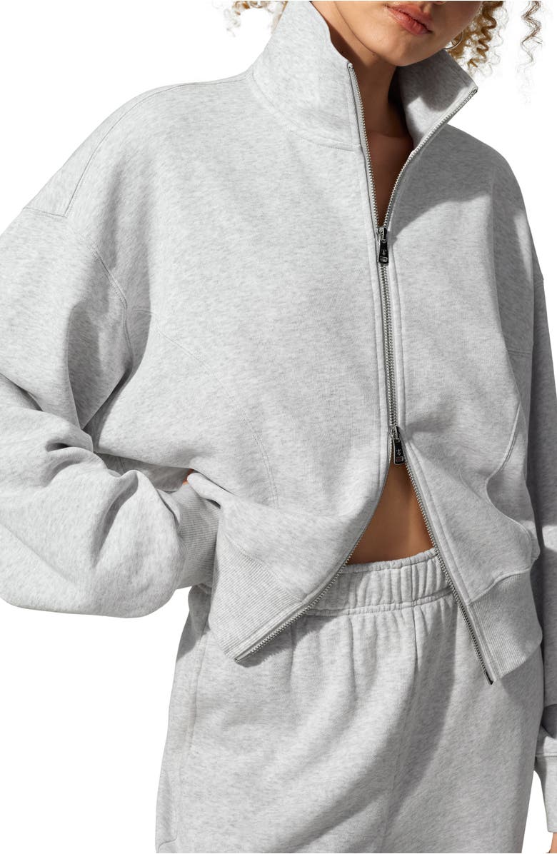 Lilysilk SILKERRY Oversized Heirloom '89 Zip Stand Collar Jacket, Main, color, Heather-Grey