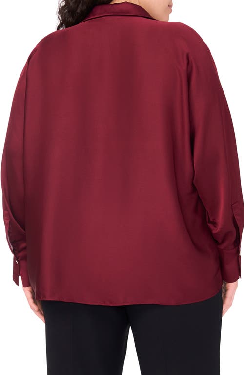 Halogenr Halogen(r) Charmeuse Button-up Shirt In Burgundy