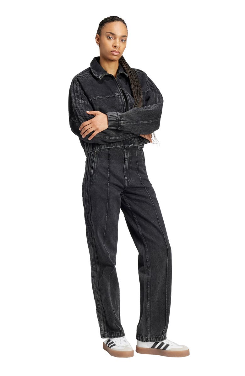 adidas Premium Essentials Front Seam Straight Leg Jeans, Alternate, color, Medium Black Denim