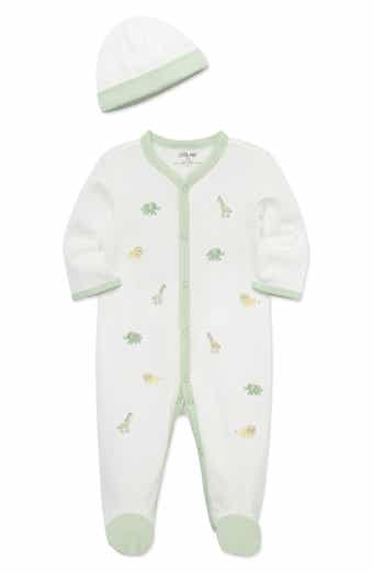 Jungle Embroidered Cotton Footie & Hat Set (Nordstrom Exclusive)