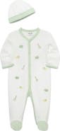 Little Me Jungle Embroidered Cotton Footie & Hat Set