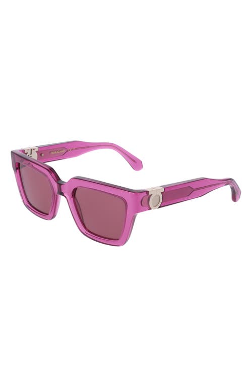 Ferragamo 52mm Square Sunglasses In Transparent Cyclamen
