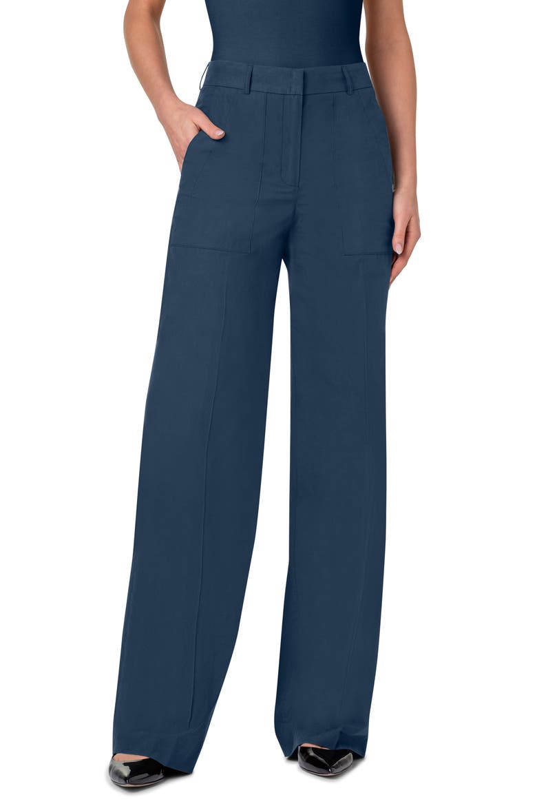 Melin Wide Leg Cotton Poplin Pants, Main, color, NAVY DENIM