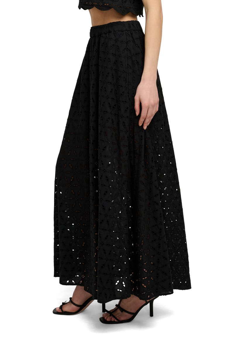 The Pretty Please Eyelet Embroidered Cotton Maxi Skirt, Alternate, color, BLACK