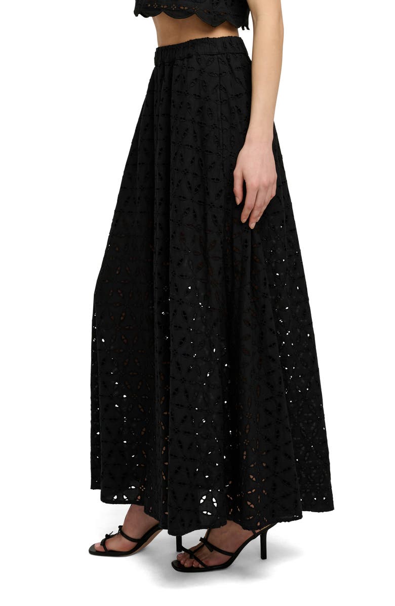 Favorite Daughter The Pretty Please Eyelet Embroidered Cotton Maxi Skirt, Alternate, color, Black