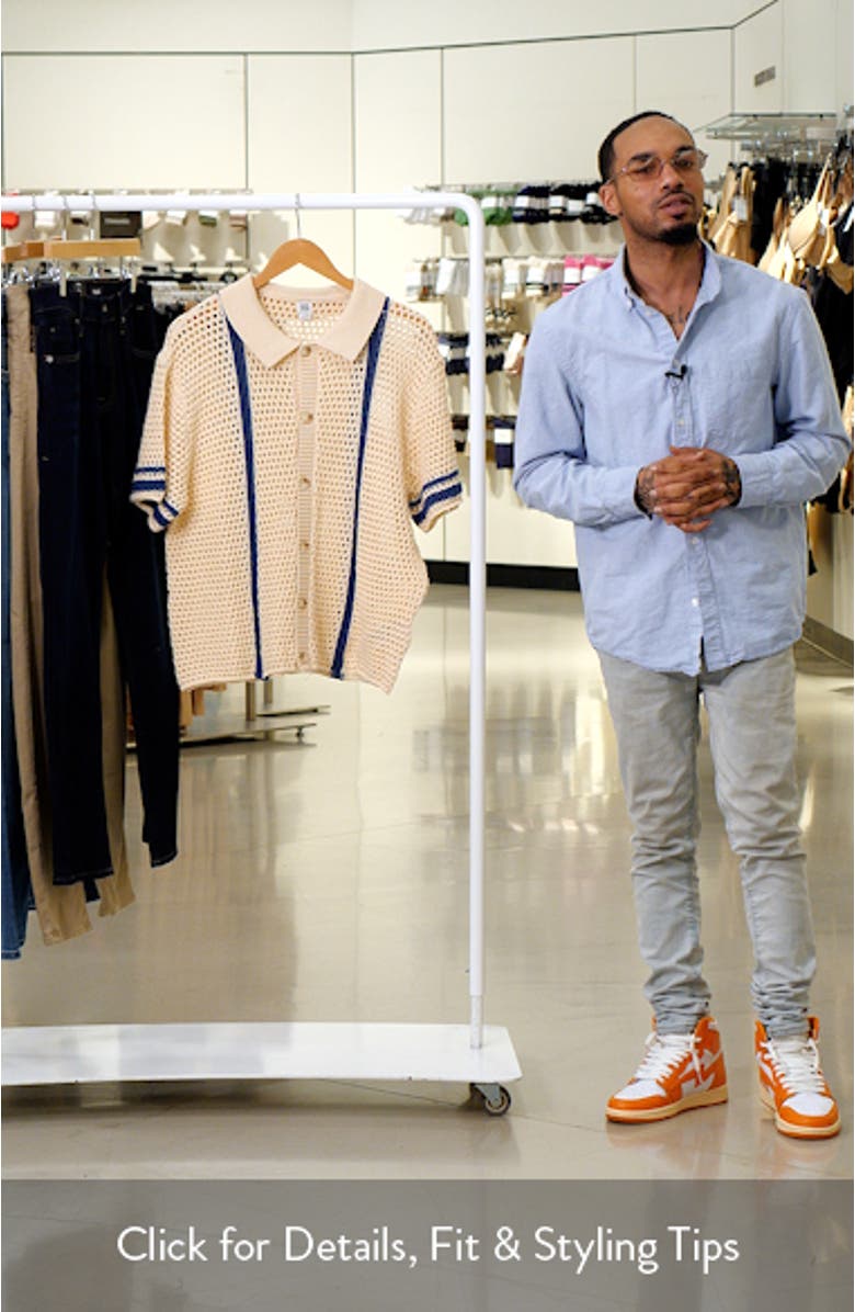 Open Knit Short Sleeve Button-Up Shirt, sales video thumbnail