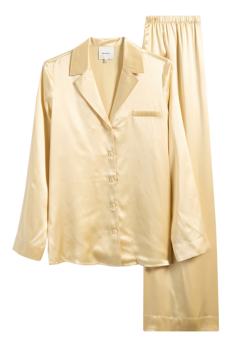 Ella Silk Satin Pajamas, Alternate, color, BLONDE