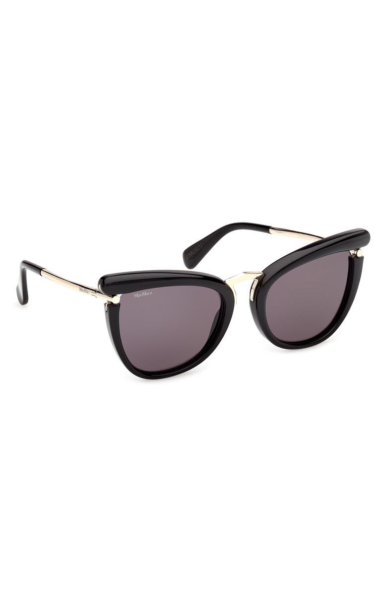 Max Mara 55mm Cat Eye Sunglasses, Alternate, color, Black / Pale Gold / Smoke